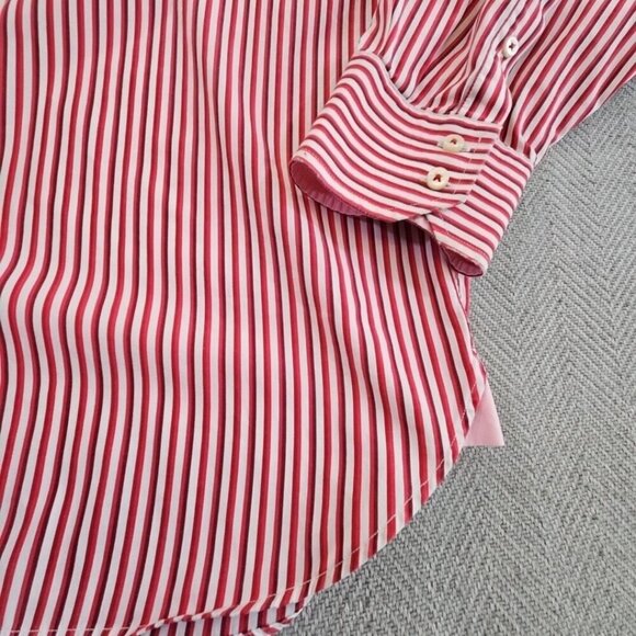 Tommy Hilfiger Shirt Men's XXL Red White Stripe LS Button-Down Vintage EUC LN - Picture 2 of 16